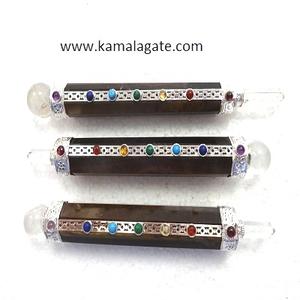 Baguette de guérison à sept chakras en sélénite orange Cristal d'agate semi-précieux naturel pour le bien-être spirituel et physique - Product Image 2