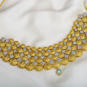 Conjunto de Collar chapado en oro y plata CZ Circón verde claro que incluye pendientes Tikka para bodas Compromisos Precio económico - Product Image 2