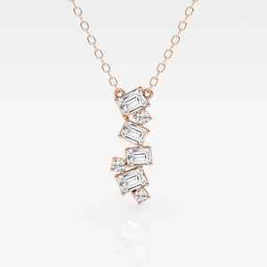 Pendentif en diamant Moissanite Cascade avec diamant rond taille émeraude pour fêtes de mariage ou cadeaux Pendentifs et breloques de mode - Product Image 1