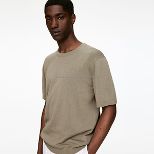 Venta al por mayor ácido lavado Vintage 220 Gsm algodón camisetas de gran tamaño Boxy Fit recortada camiseta hombres - Product Image 6