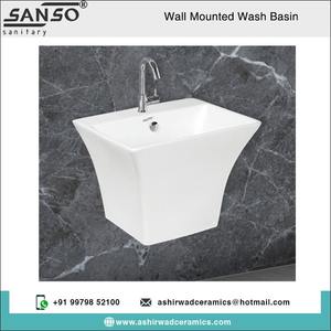 อ่างล้างหน้าเซรามิกสีขาวติดผนังอ่างล้างมือ100% ล้างมือทรงรีพร้อมดีไซน์ที่เป็นเอกลักษณ์ของแท้สไตล์หรูหรา - Product Image 2