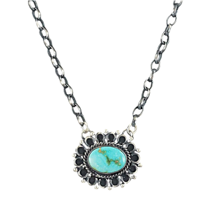 Latest Natural Arizona Turquoise Sterling Silver <b>Necklace</b> for Women <b>Boho</b> Statement Pendant Jewelry - Product Image 3