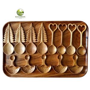 Cucharas de Té de Madera con Diseño Floral, Mango Largo, No Tóxicas, Ecológicas, Creativas, Hechas a Mano en Vietnam, Regalos - Product Image 3