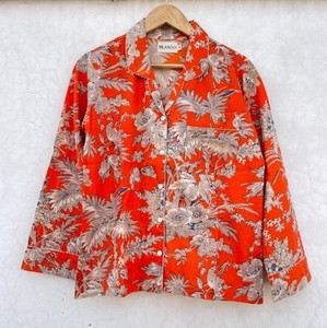Conjunto de Pijama Informal de Algodón con Estampado Floral Digital, Corte Ajustado, Transpirable, Ropa de Dormir para Verano, Estilo Indio, Cuello en V, Largo Completo - Product Image 5