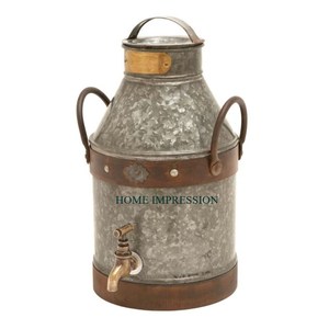 Caña de leche galvanizada y maceta de flores de metal Color dorado para maceta de flores decorativa para interiores y exteriores con mango medio redondo - Product Image 5