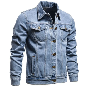 Veste en jean denim pour hommes OEM Vêtements d'extérieur décontractés Veste d'automne Manteau boutonné en denim Veste en jean oversize pour hommes - Product Image 1