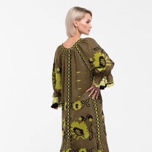 Robe Maxi caftan pour femmes de haute qualité en coton tissé à imprimé floral pour les fêtes de plage Style indien vêtements d'été et d'automne - Product Image 3