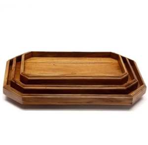 Juego de 3 bandejas para servir de madera Natural de alta calidad, mesa decorativa hecha a mano, artículos de cocina para café, venta al por mayor, Color Natural - Product Image 2