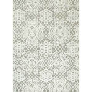 Alfombra Kavi Gris y Negra con Patrón Geométrico, Tejida a Mano con Lana y Seda de Bambú, 10 mm de Grosor, para Sala de Estar o Pasillo -Esk-453 - Product Image 1