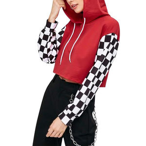 Sudadera con capucha recortada con logotipo personalizado al por mayor para mujer, chándal de manga larga de gimnasio para mujer, sudadera de algodón transpirable - Product Image 2