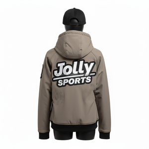 Veste Softshell pour femmes Tissu extensible coupe-vent Taupe avec panneaux raglan et logo brodé personnalisé Veste Softshell pour femmes - Product Image 2