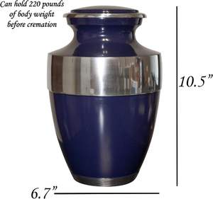 Urna de cremación azul para cenizas humanas Urna humana para adultos conmemorativa personalizada con bolsa de terciopelo y personalización - Product Image 5