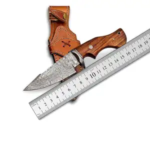 Wholesale Outdoor Camping Hunting Knife Damascus Steel Survival Knife Fix Blade Damascus Knives For Sale