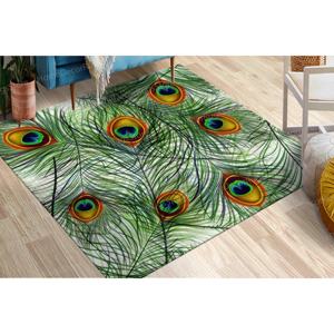 Peacock Feather Printed <b>Rug</b> - Vibrant, Luxury, Modern, <b>Thick</b>,Luxury Velvet <b>Rug</b> - Product Image 1