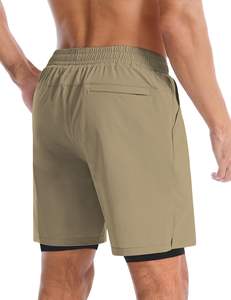 Pantalones cortos de malla atléticos personalizados con forro de compresión bolsillo para teléfono estilo deportivo para entrenamiento deportes Fitness gimnasio correr Jogging - Product Image 3