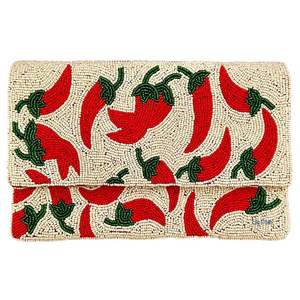 Pochette de broderie perlée à motif unique et élégant Sac à main de soirée brodé de perles de rocaille de conception florale - Product Image 4