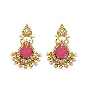 Kriaa Resin Kundan Gold Plated Dangler <b>Earrings</b> Fine <b>Cuff</b> Jewelry -1307348B - Product Image 1