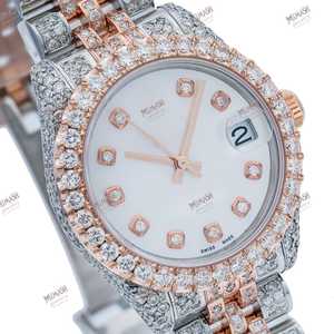 นาฬิกาควอทซ์สีโรสโกลด์สุดหรูรุ่นลิมิเต็ด, นาฬิกาโอปอลสีขาวขนาด36มม. นาฬิกาแสดงวันที่อัตโนมัติด้วยเพชร - Product Image 3