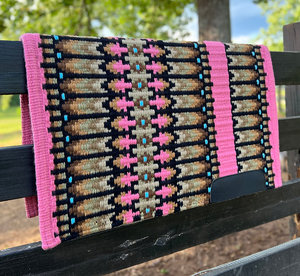 Western Show Horse Saddle Blanket Diseño de Nueva Zelanda Manta de sillín de lana hecha a mano Top Wool Saddle Pad Size - Product Image 2
