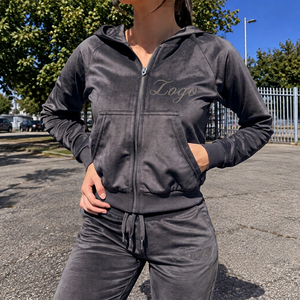 Custom 300 GSM Women's Sequined Eco-Friendly <b>Velour</b> <b>Hoodie</b> Y2K USA Fashion Brands Private Label Streetwear Collection - Product Image 5