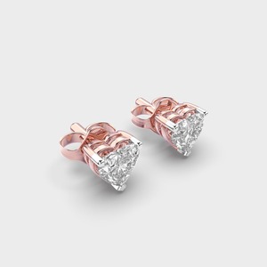 Pendientes de Diamantes en Forma de Corazón Cultivados en Laboratorio con Certificación IGI, Oro Amarillo/Blanco/Rosa de 14K, Pendientes Solitarios de Diamantes en Forma de Corazón - Product Image 2