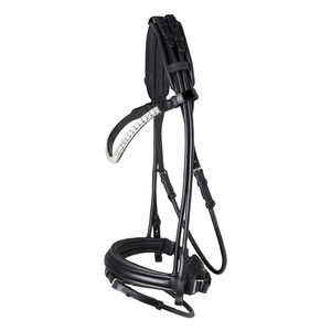 New Arrival Genuine Leather Equestrian Rolled Bridle 3 Row <b>Crystal</b> Chain Soft Padding <b>Top</b> Indian Durable-Wholesale Manufacturer - Product Image 1