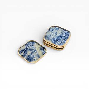 Sous-verres en agate violette avec bordure dorée, sous-verres en cristal de luxe pour la décoration de table - Product Image 4