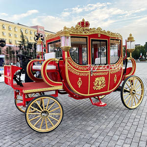Chariot de mariage royal électrique de luxe rouge à 4 roues Transport spécial Chariot tiré par des chevaux - Product Image 5