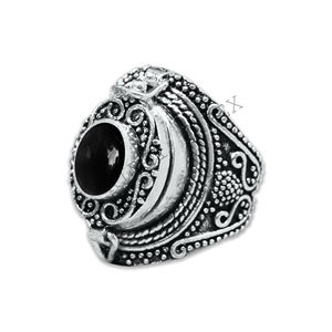 Anillos de latón con compartimento de diseño clásico Simple bohemio para mujeres y niñas, anillos de moda de piedras preciosas de cristal surtidos chapados en plata - Product Image 4