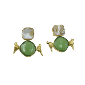 เครื่องประดับที่มีดีไซน์ทันสมัยต่างหูเม็ดเดี่ยวทำจากทองเหลืองชุบทองสำหรับผู้หญิงและเด็กผู้หญิง - Product Image 4