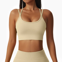 Soutien-gorge de sport léger et respirant sans coutures pour femme, rembourré, pour l'entraînement, le fitness et le yoga, personnalisable, en coton, vente en gros