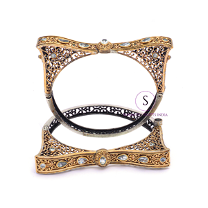 การออกแบบแบบดั้งเดิมเปิดใช้งานสองโทนสีที่สง่างามกำไลดีสำหรับผู้หญิงและเด็กผู้หญิงสำหรับงานแต่งงานและ haldi, METS, กำไลข้อมือ Sangeet - Product Image 4