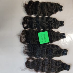 Venta al por mayor 100% pelo virgen sin procesar cutícula alineada color natural tejido crudo indio Paquete de cabello humano ondulado libre de químicos - Product Image 5
