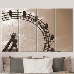 Tableau imprimé sur toile - Décoration murale vue sur parc d'attractions, 4P : encadré - Product Image 1