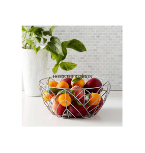 Corbeille à fruits moderne en acier inoxydable de forme ronde, couleur argent, panier en métal plaqué brillant fait à la main pour ranger les fruits dans la cuisine - Product Image 1