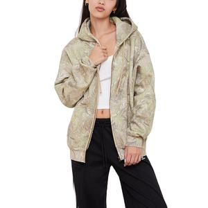 Sudadera con capucha y cremallera de gran tamaño personalizable 2025 para mujer, cuello con capucha estampado de invierno con bolsillo de canguro y hombros caídos - Product Image 1