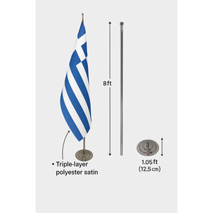 Greece Official Indoor Car <b>Flag</b> 3x5ft Digital Printed Cotton and Polyester Aluminum <b>Pole</b> - Product Image 6