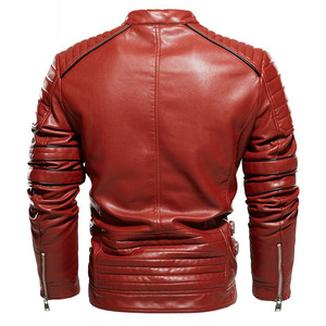 Men Jacket <b>Coffee</b> Leather Jacket Men Motorcycle Jacket Fashion Streetwear Biker Coat Slim Fit Autumn Winter jacket for men - Product Image 3