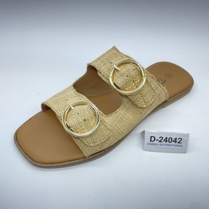 Đẹp Lady Giày Gót phẳng thiết kế mới trượt trên đôi Khóa da phụ nữ ăn mặc Sandal giản dị mùa hè ánh sáng mùa đông Sandal OEM - Product Image 2