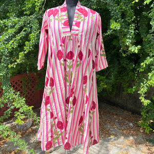 Hand Block Printed <b>dress</b>, Summer Floral print Handmade, Made in India Block Print <b>Dress</b>, Printed <b>Dress</b> - Product Image 1