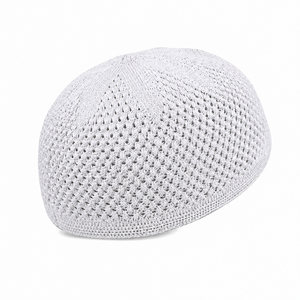 Bonnet de prière Kufi blanc en tricot pour hommes – Respirant, léger, polyvalent pour le quotidien - Product Image 2
