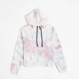 OEM Custom Women's <b>Tie</b> <b>Dye</b> <b>Hoodie</b> Low MOQ Winter Long Hooded Jacket with Front Logo Print on Sale - Product Image 5