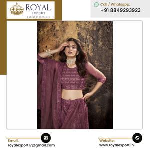 Lehenga Choli เสื้อผ้าแฟชั่นดีไซเนอร์ชาวอินเดียแบบปักลายพื้นเมืองสำหรับผู้ซื้อจำนวนมาก - Product Image 4