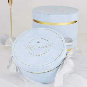 Boîte cadeau cylindrique en kraft haut de gamme pour mariage, faite à la main, avec ruban rond en velours, fleur en bonbon, estampage dorée, avec boîte d'emballage en carton - Product Image 5