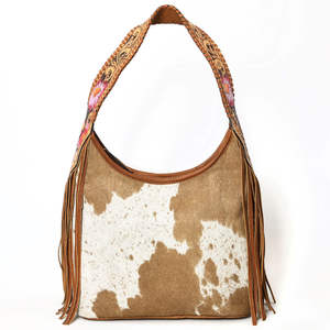 Sac à bandoulière fourre-tout en cuir de fourrure de vachette de bohème vintage occidental avec fermeture à glissière unique décoration de fleurs meilleur prix usage quotidien - Product Image 5