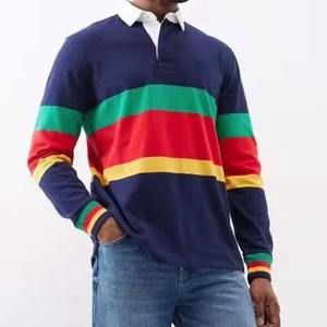 Camiseta de Rugby Unisex Personalizada, Transpirable, 100% Poliéster, Anti-UV, Secado Rápido, Mangas Largas, Estampado a Rayas, Informal, Ligera, Talla Grande - Product Image 4