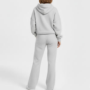 ชุดวอร์มผู้หญิงแบบสั่งทำพิเศษ ผ้าฝ้าย 100% หนัก 500 GSM สำหรับฤดูหนาว แบบสวมหัว สีพื้น 2 ชิ้น พร้อมสกรีนโลโก้ตามแบบ - Product Image 6