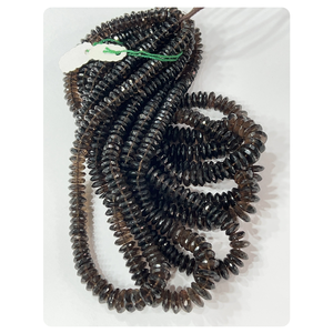 AAA naturel Smokey Quartz allemand coupe facettes Rondelle perles taille 8 à 10mm 14 pouces brin - Product Image 1