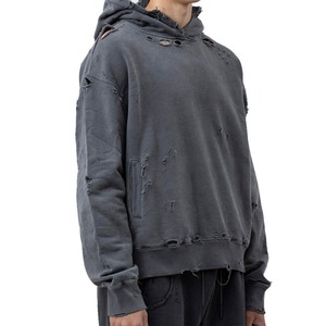 Vente en gros de sweats à capuche de luxe personnalisés pour hommes, surdimensionnés, en coton lourd 100% 500 g/m², en molleton français, sans cordon - Product Image 4