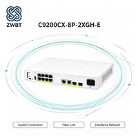 Cisco Catalyst C9200CX-8P-2XGH-E Switch Gigabit PoE+ de 8 Puertos, 60 Gbps, 44.64 Mpps, Sin Ventilador, Capa 3, 240 W, Uplinks SFP+ de 10 G, HVDC, AES-256